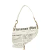 Vintage Christian Dior Mini "Newspaper" Saddle Bag White, Black Leather Gold Hardware